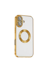 iPhone 17 Kılıf Kamera Korumalı Logo Gösteren Zore Omega Kapak - Turuncu Gümüş