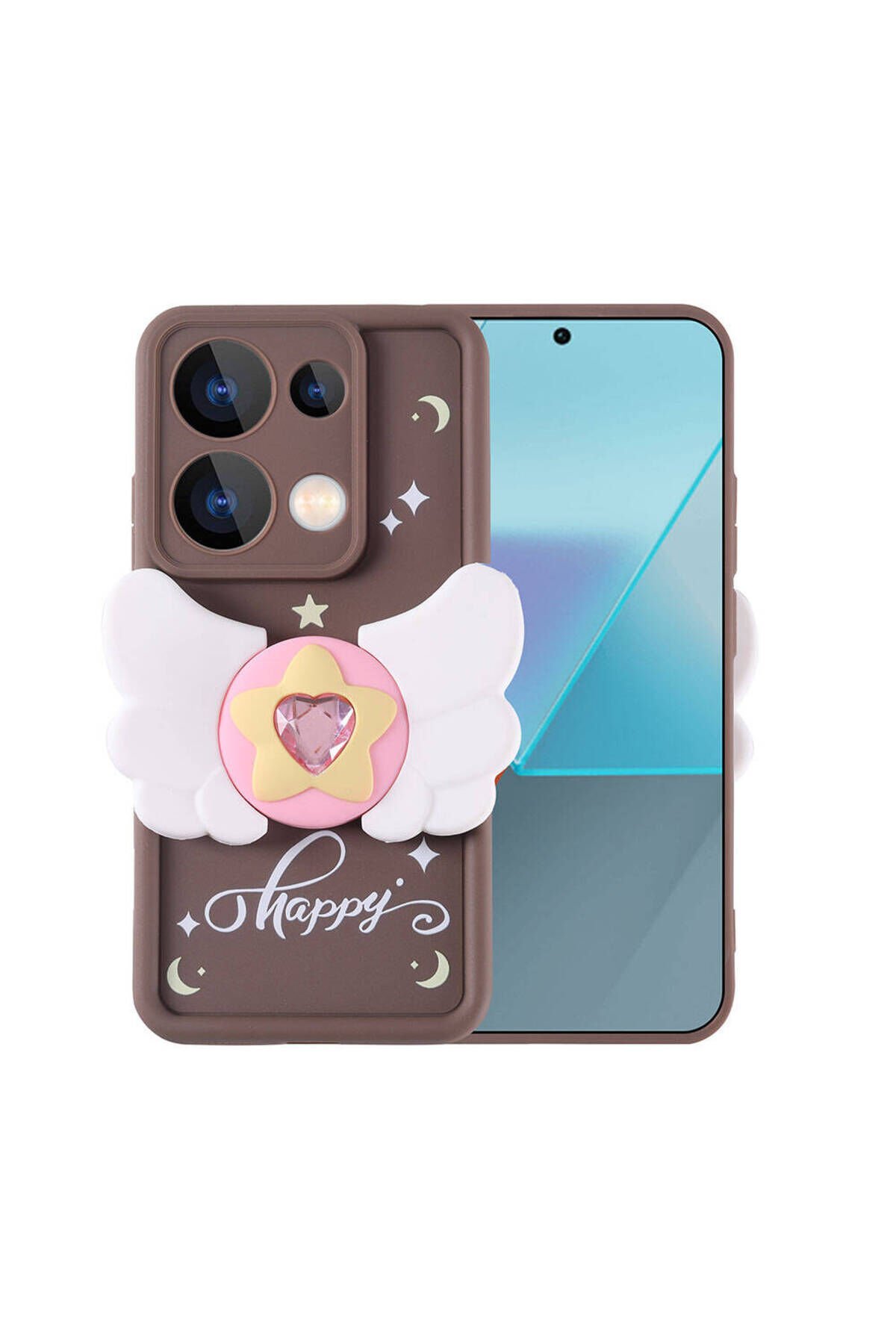 Poco M6 Pro 4G Kılıf Kamera Korumalı Figür Tasarımlı BSAY Kapya Kapak - Koyu Kahve Koyu Kahve