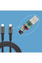 Siyah 2.Jenerasyon Type-C to Type-C USB3.2 PD Data Kablosu 100W 20Gbps 4K@60Hz 3 Metre-BSAY Siyah