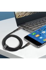 Siyah 2.Jenerasyon Type-C to Type-C USB3.2 PD Data Kablosu 100W 20Gbps 4K@60Hz 3 Metre-BSAY Siyah