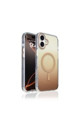 iPhone 16 Plus Kılıf M-safe Şarj Özellikli Transparan Renk Geçişli BSAY Toros Kapak - Mavi Siyah