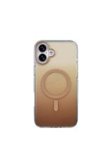 iPhone 16 Plus Kılıf M-safe Şarj Özellikli Transparan Renk Geçişli BSAY Toros Kapak - Mavi Siyah