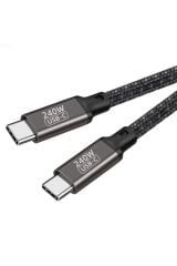 Siyah QG02 Type-C to Type-C PD3.1 Data Kablosu 240W 480Mbps 1 Metre-BSAY Siyah