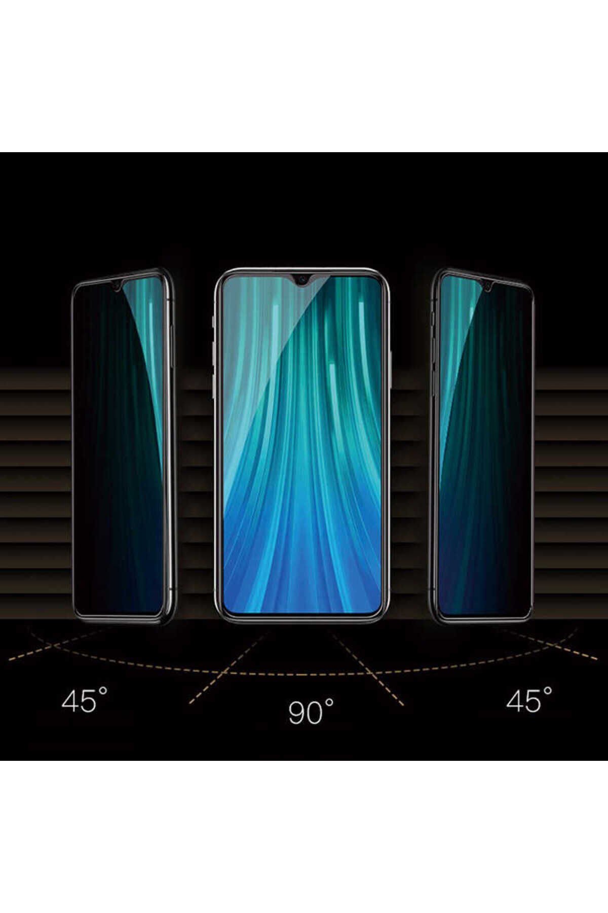 Redmi 9 Zore New 5D Privacy Temperli Ekran Koruyucu - Siyah