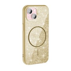 iPhone 15 Plus Kılıf M-safe Şarj Özellikli Parlayan Simli Zore Okso Kılıf