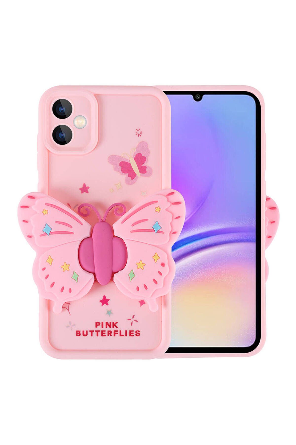 Galaxy A05 Kılıf Kamera Korumalı Figür Tasarımlı NXAR Kapya Kapak-Pembe Açık