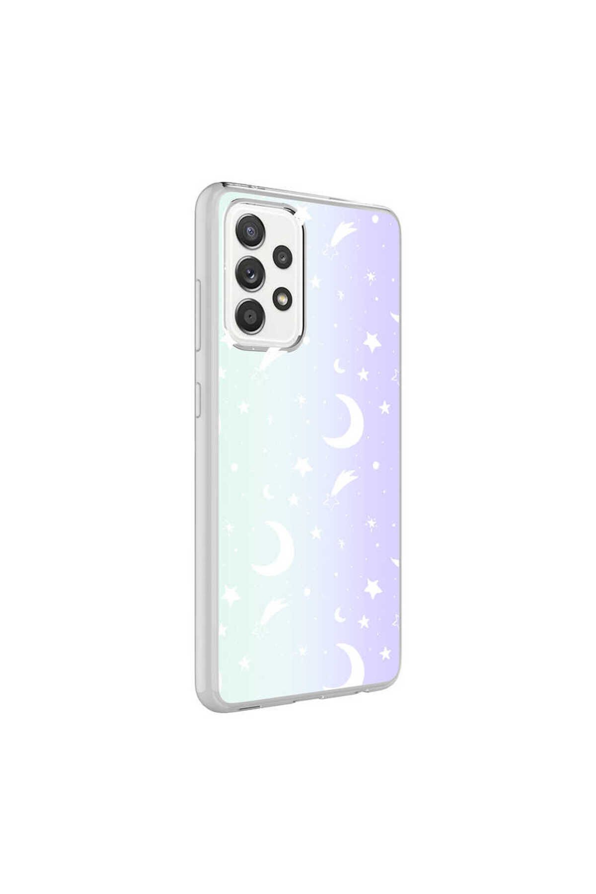 Galaxy A72 Kılıf GZST M-Blue Desenli Kapak - Cow No2 Zebra No1
