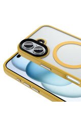 iPhone 16 Plus Kılıf Mat Arka Yüzey Wireless Şarj Özellikli BSAY Flet Magsafe Kapak-Rose Brown Rose Brown