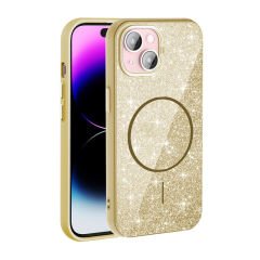 iPhone 15 Kılıf M-safe Şarj Özellikli Parlayan Simli Zore Okso Kılıf