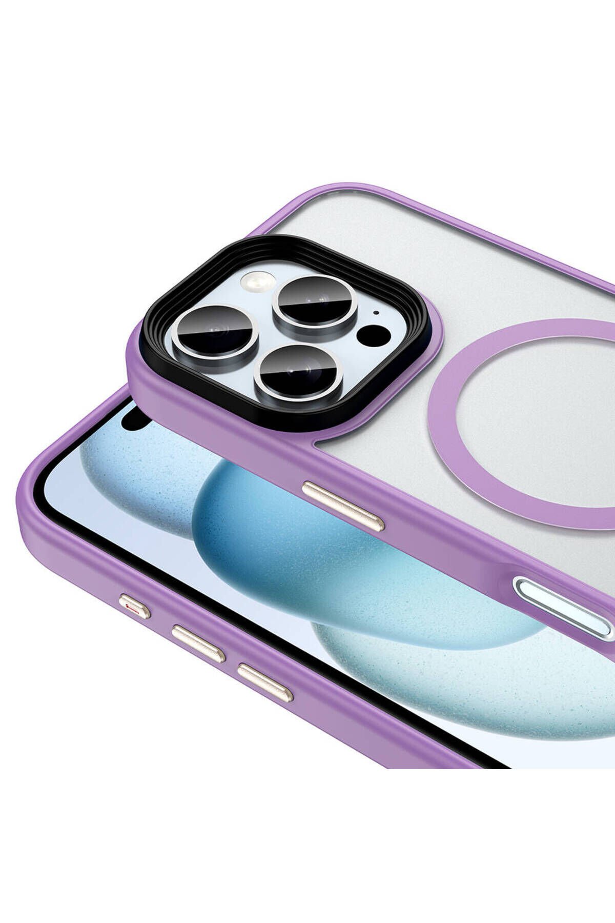 iPhone 16 Pro Max Kılıf Mat Arka Yüzey Wireless Şarj Özellikli BSAY Flet Magsafe Kapak-Mavi Mavi