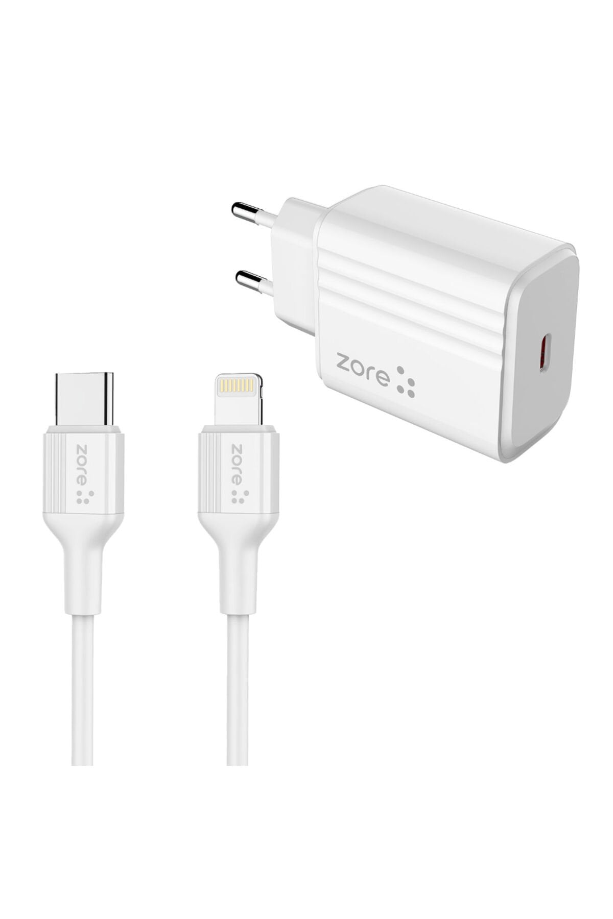 BSAY Play Serisi PL2 Type-C to Lightning 2in1 PD Seyahat Şarj Aleti 20W - Beyaz Beyaz