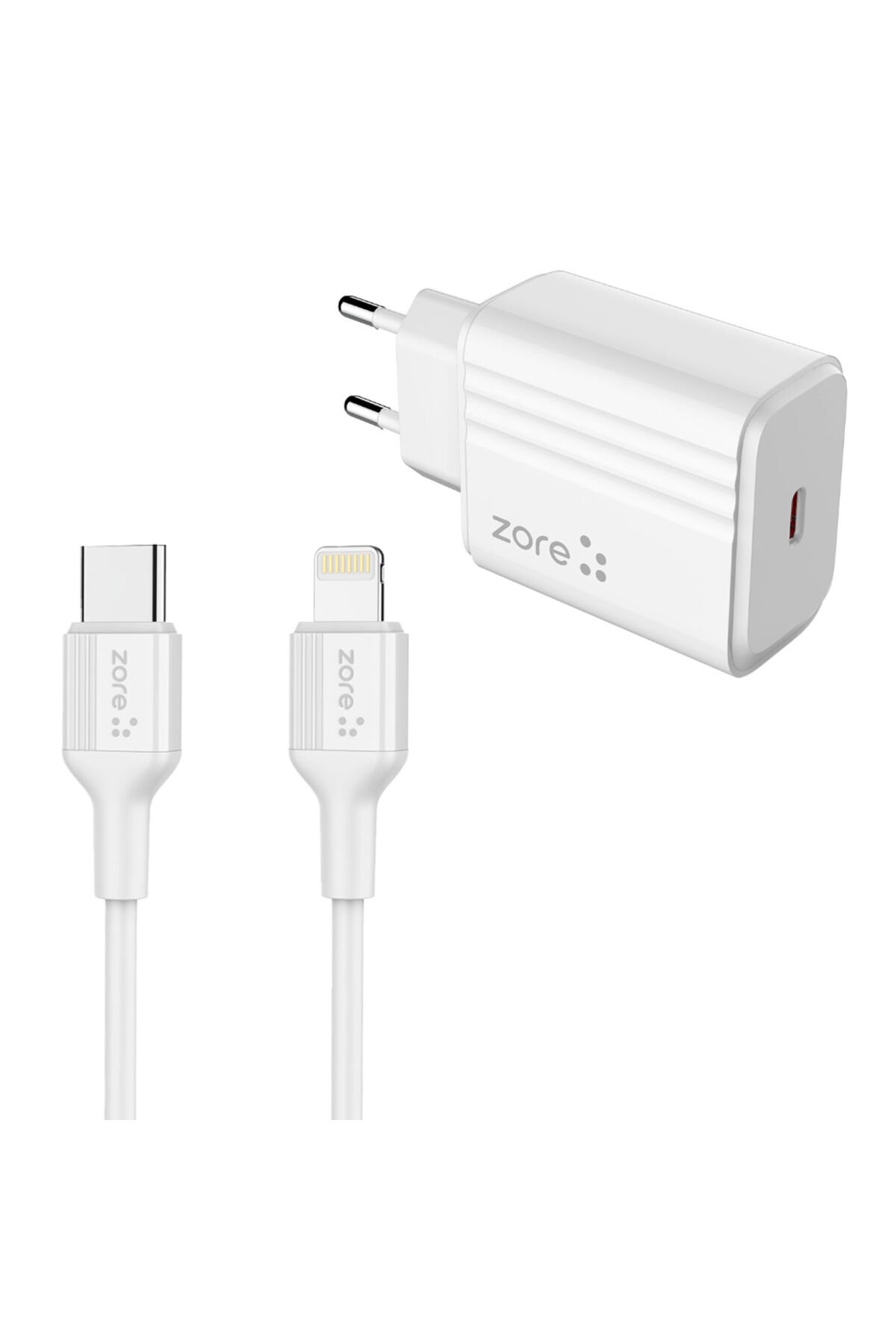 BSAY Play Serisi PL2 Type-C to Lightning 2in1 PD Seyahat Şarj Aleti 20W - Beyaz Beyaz