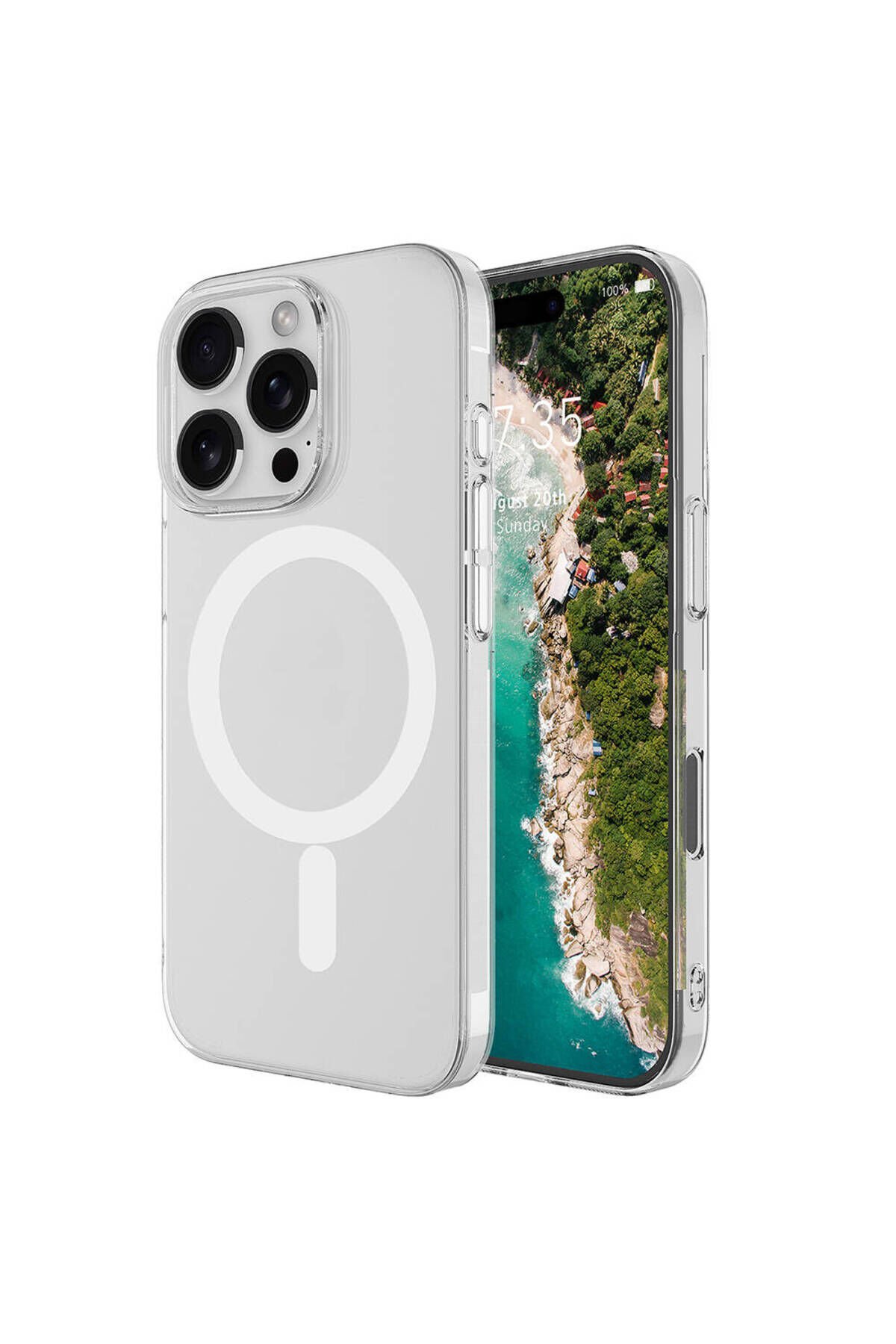 iPhone 16 Pro Kılıf BSAY Magsafe Şarj Özellikli Şeffaf Tek Kamera Çerçeveli Porto Kapak-Şeffaf Şeffaf