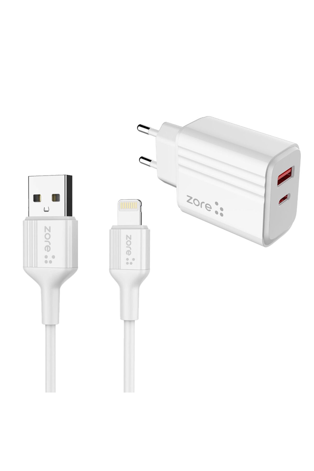 GZST Play Serisi PL05 Lightning 2in1 Seyahat Şarj Aleti 20W - Beyaz Beyaz