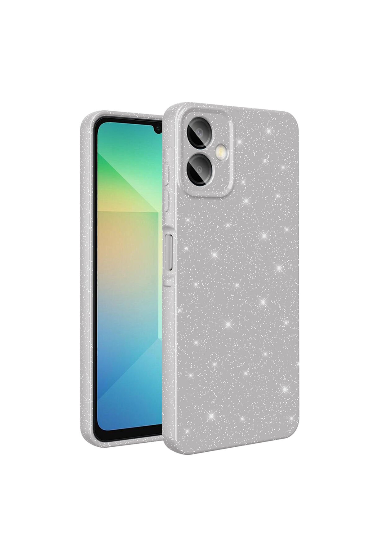 Galaxy A06 Kılıf Kamera Korumalı Simli Lüks BSAY Koton Kapak - Gümüş Gümüş