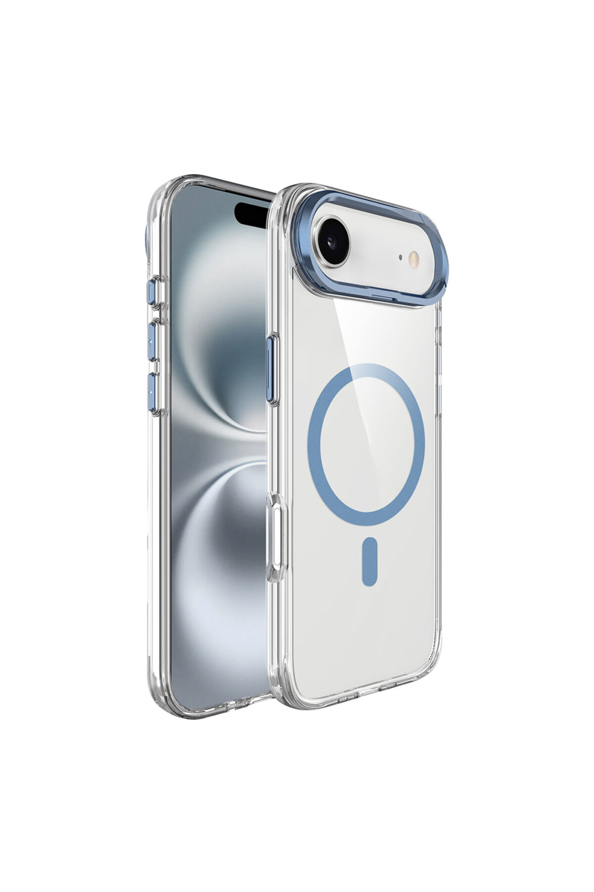 iPhone 17 Air Kılıf M-safe Şarj Özellikli Airbagli Kamera Standlı Zore Azor Kapak - Lacivert Lacivert
