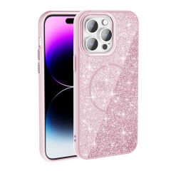 iPhone 14 Pro Max Kılıf M-safe Şarj Özellikli Parlayan Simli Zore Okso Kılıf