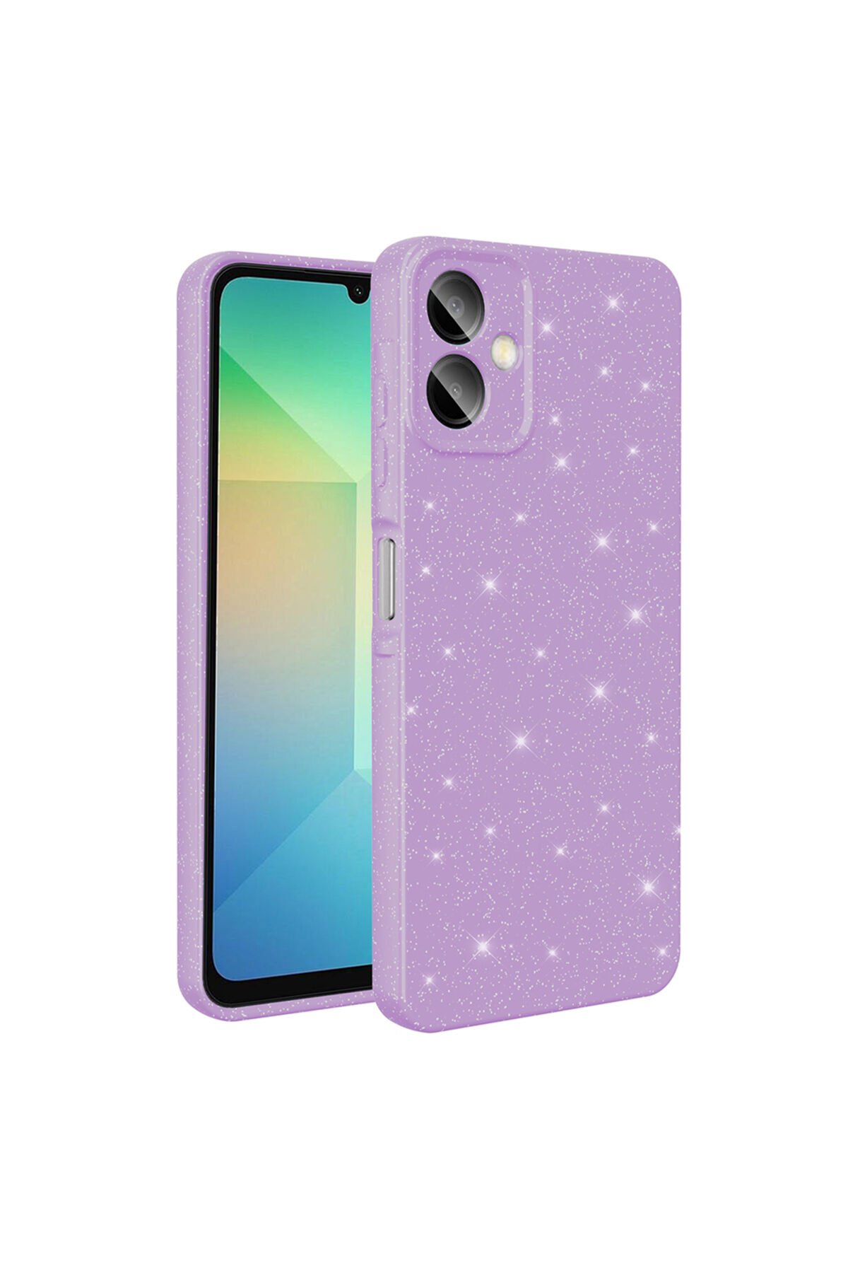 Galaxy A06 Kılıf Kamera Korumalı Simli Lüks BSAY Koton Kapak - Gümüş Açık Pembe