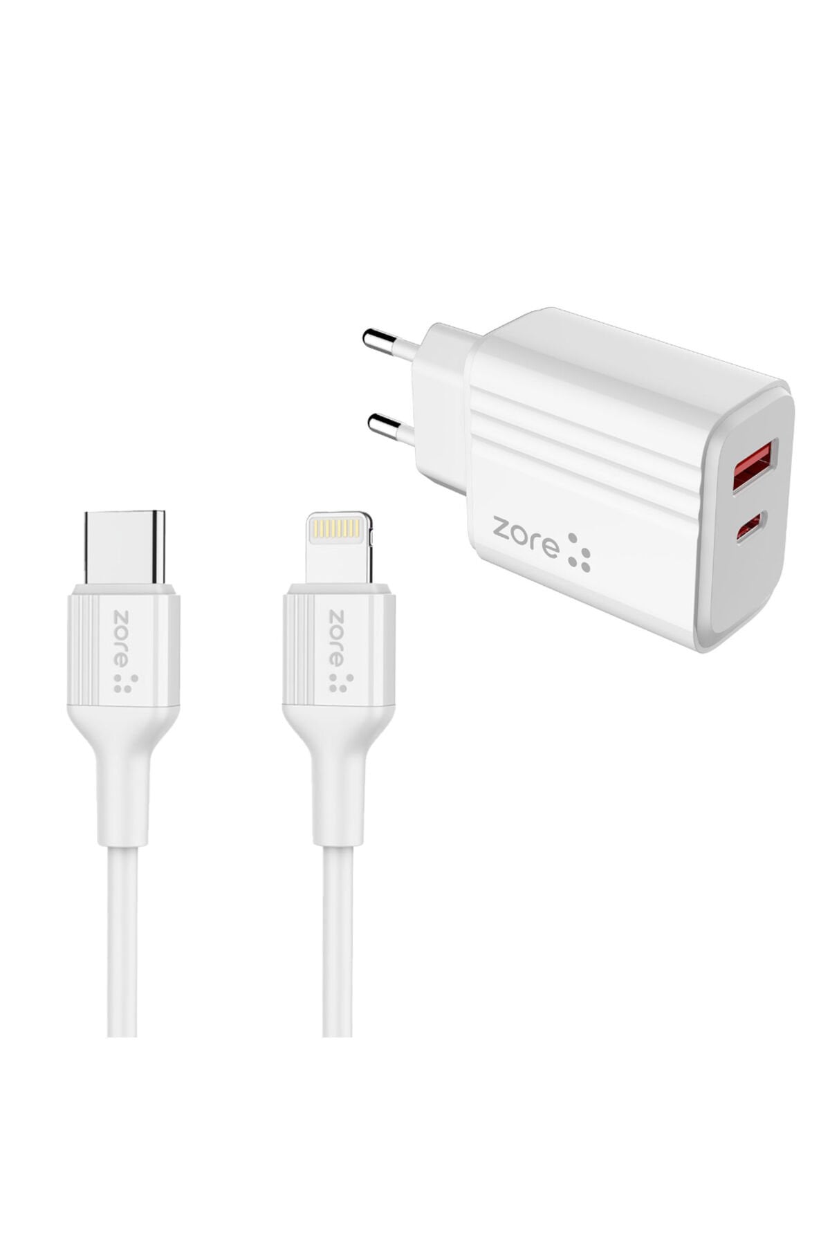 JoieCreatif Play Serisi PL08 Type-C to Lightning 2in1 PD Seyahat Şarj Aleti 20W - Beyaz Beyaz