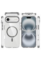 iPhone 17 Air Kılıf M-safe Şarj Özellikli Airbagli Kamera Standlı Zore Azor Kapak - Lacivert Altın