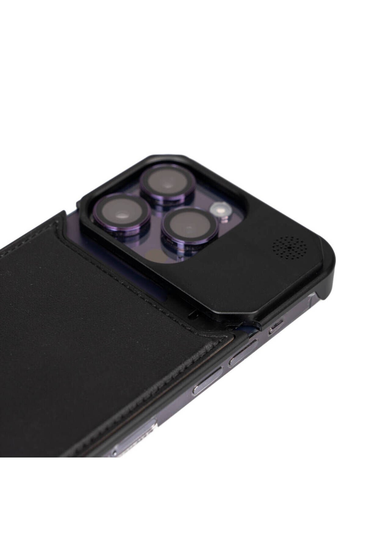 iPhone 15 Pro Kılıf Magsafe Şarj Özellikli Mekanizmalı Koku Hazneli BSAY Mostar Kapak-Siyah Siyah