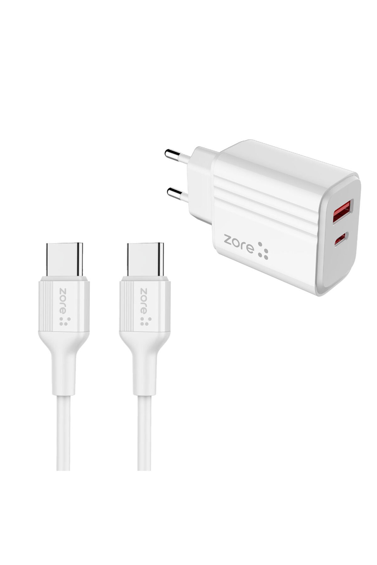 ASMA Play Serisi PL07 Type-C to Type-C 2in1 PD Seyahat Şarj Aleti 20W - Beyaz Beyaz