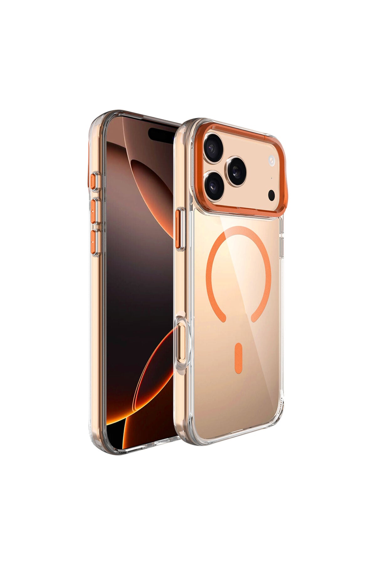 iPhone 17 Pro Kılıf M-safe Şarj Özellikli Airbagli Kamera Standlı Zore Azor Kapak - Koyu Gri Gri