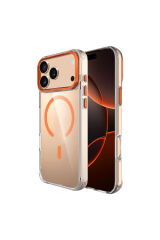 iPhone 17 Pro Kılıf M-safe Şarj Özellikli Airbagli Kamera Standlı Zore Azor Kapak - Koyu Gri Gri