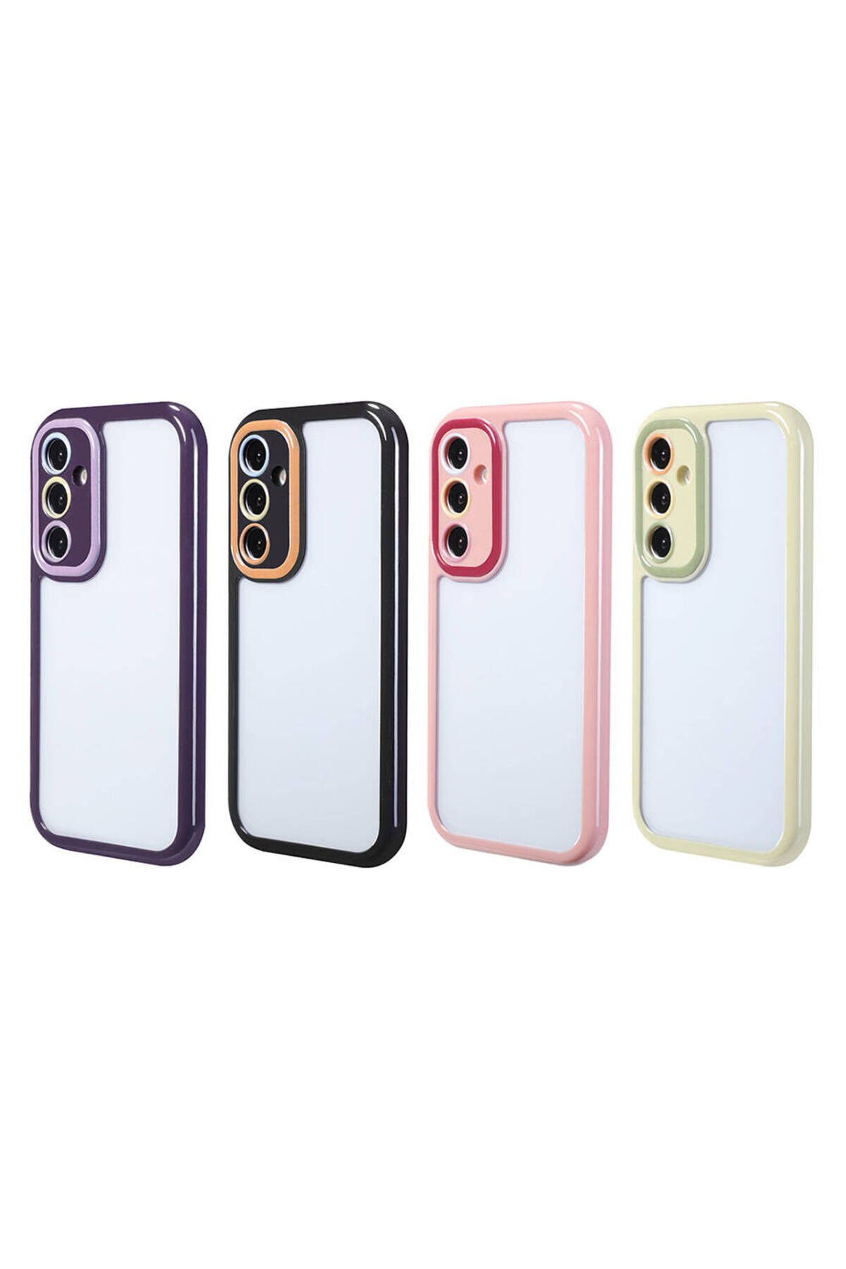 Galaxy S23 Kılıf Kamera Korumalı Renkli Kenar ve Çerçeve Tasarımlı ASMA Vitamin Kapak-Derin Mor Derin Mor