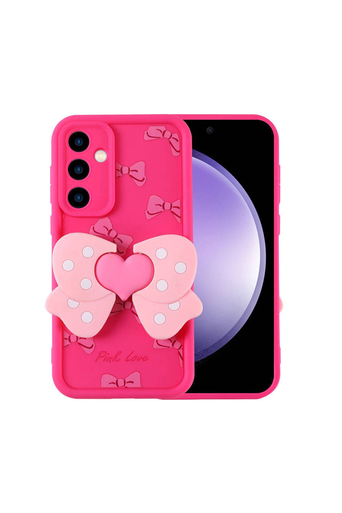 Galaxy S23 FE Kılıf Kamera Korumalı Figür Tasarımlı SAFA Kapya Kapak-Pembe Koyu