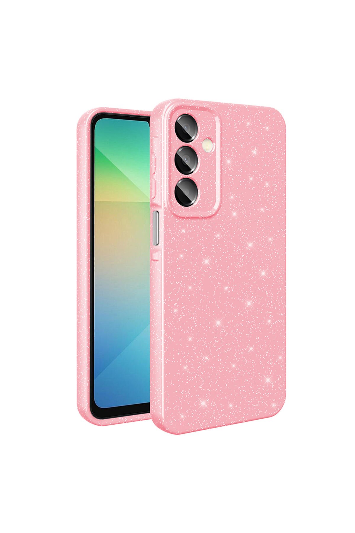 Galaxy A16 Kılıf Kamera Korumalı Simli Lüks BSAY Koton Kapak - Lila Açık Pembe