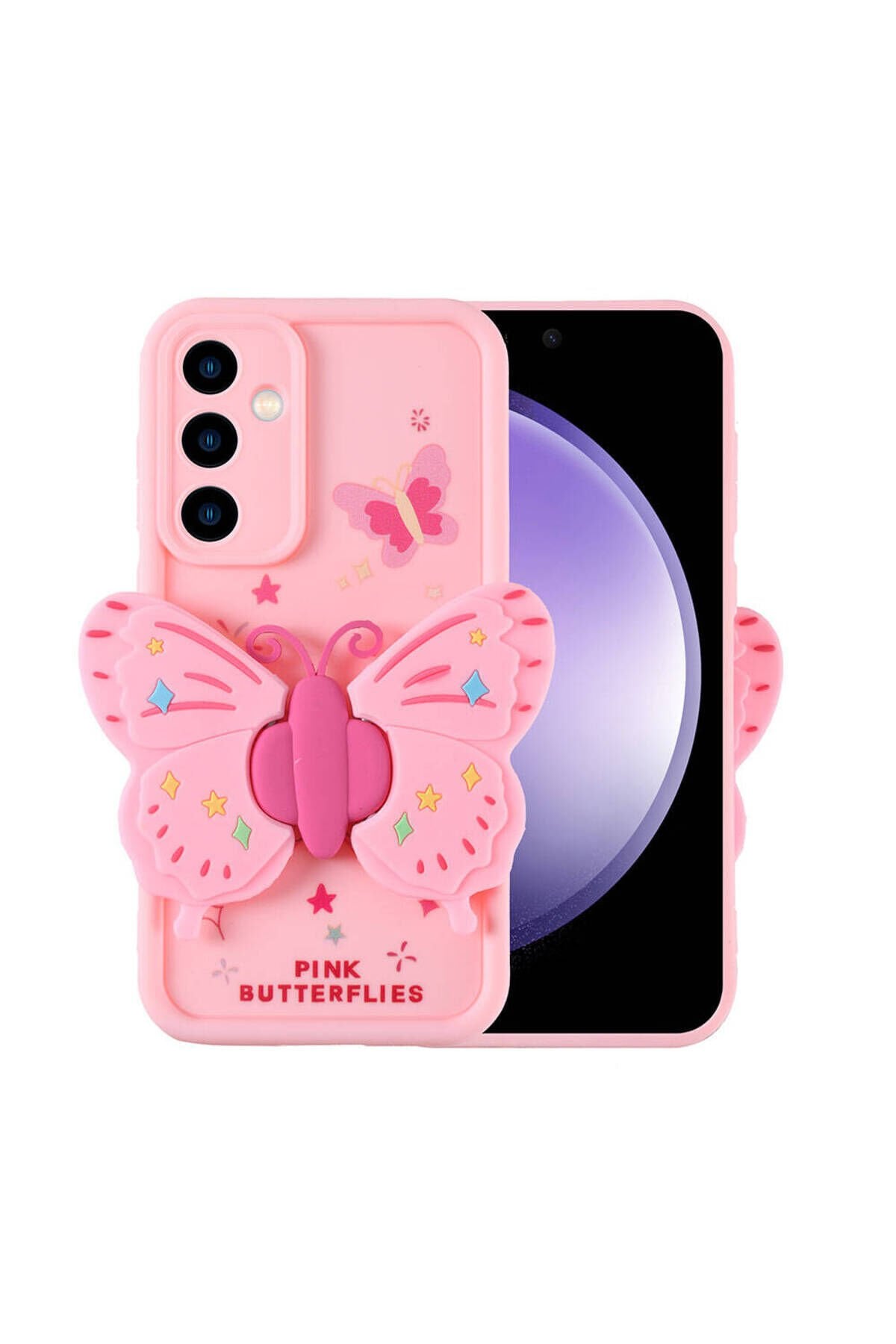 Galaxy S23 FE Kılıf Kamera Korumalı Figür Tasarımlı ASMA Kapya Kapak-Pembe Açık Pembe Açık