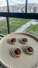 Taş Detaylı Gold Vintage Küpe