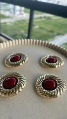 Taş Detaylı Gold Vintage Küpe
