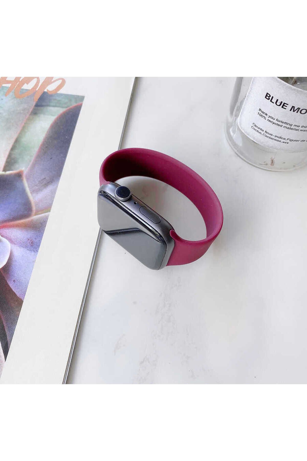 Watch 38mm Uyumlu KRD-31 Solo Loop Medium PRL Kordon Mürdüm Mürdüm