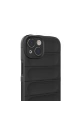 iPhone 14 Kılıf Esnek TPU Oyuklu Arka Yüzey Tasarımlı BSAY Etnik Silikon Kapak - Koyu Yeşil Lacivert
