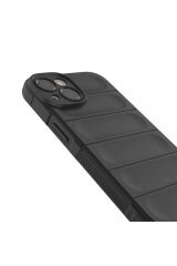 iPhone 14 Kılıf Esnek TPU Oyuklu Arka Yüzey Tasarımlı BSAY Etnik Silikon Kapak - Koyu Yeşil Lacivert