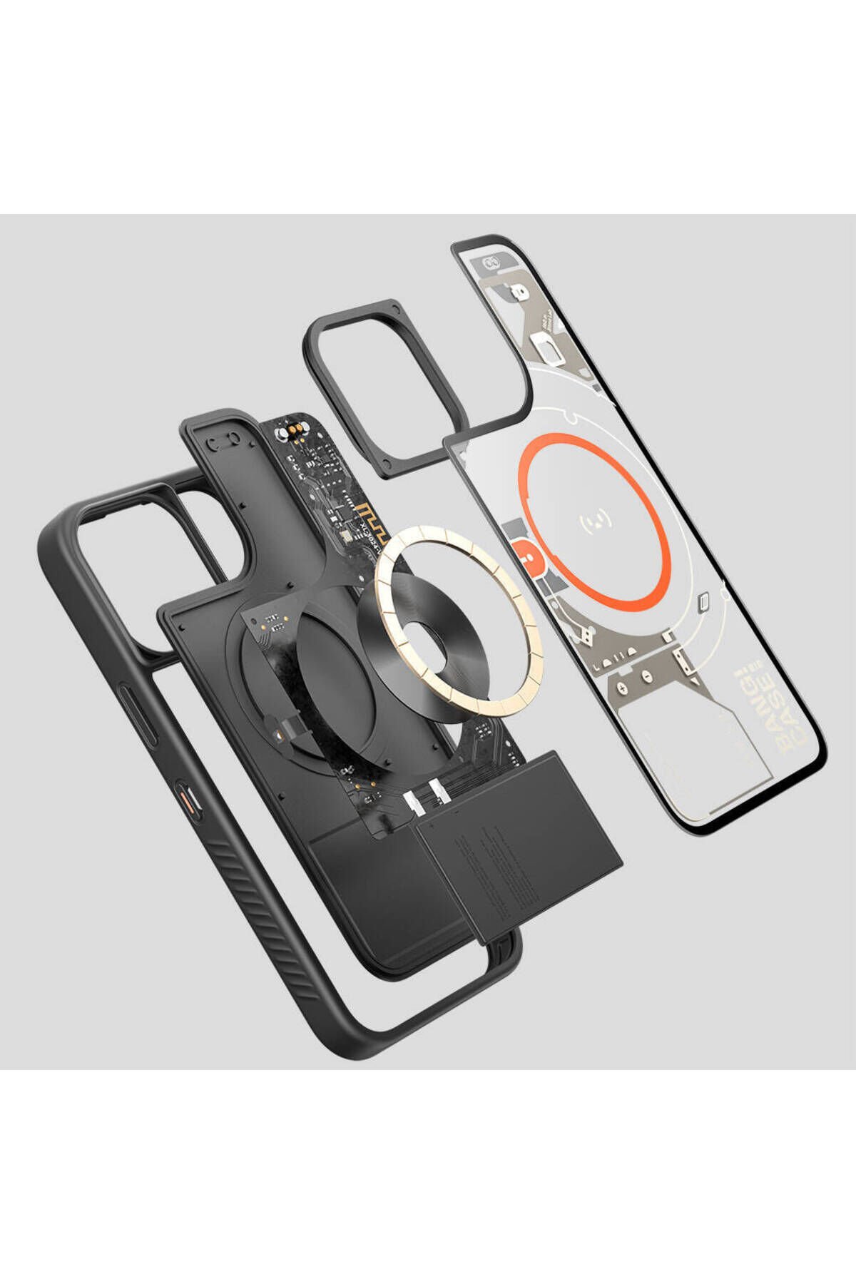 iPhone 15 Pro Max Kılıf Özelleştirilebilir 3 Fonksiyonlu Bluetooth Bağlantılı Bitmo Lab Bangcase Akı Siyah