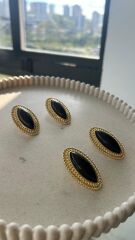 Oniks Gold Küpe