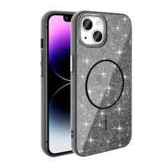 iPhone 11 Kılıf M-safe Şarj Özellikli Parlayan Simli Zore Okso Kılıf