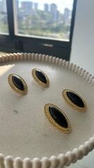 Oniks Gold Küpe Siyah