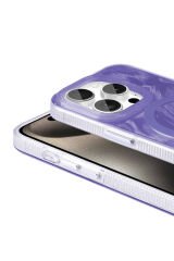 iPhone 15 Pro Kılıf Magsafe Şarj Özellikli Fırça Boya Desenli BSAY Palet Kapak - Gri