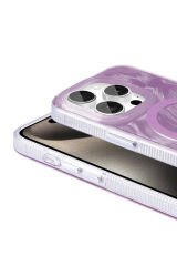 iPhone 15 Pro Kılıf Magsafe Şarj Özellikli Fırça Boya Desenli BSAY Palet Kapak - Gri