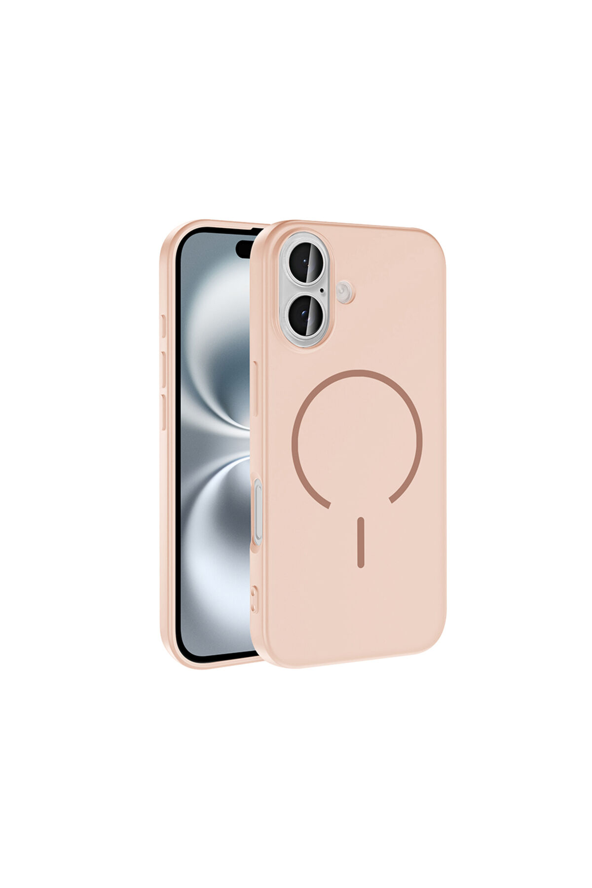 iPhone 16 Kılıf M-safe Şarj Özellikli Zore Meta Kapak - Rose Pembe Pembe