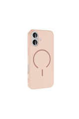 iPhone 16 Kılıf M-safe Şarj Özellikli Zore Meta Kapak - Rose Pembe Turuncu