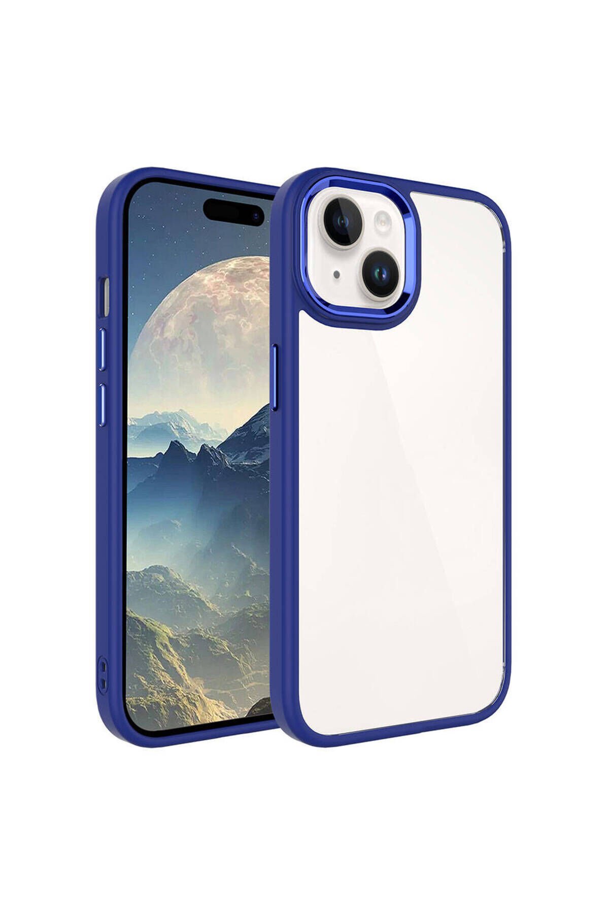iPhone 15 Uyumlu BSAY Krom Kılıf-Lila Lacivert