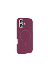 iPhone 16 Kılıf M-safe Şarj Özellikli Zore Meta Kapak - Rose Pembe Gri