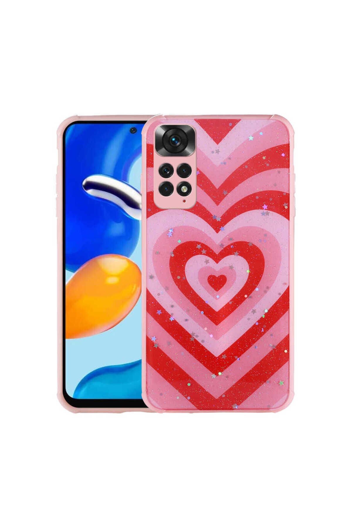 Redmi Note 11S Global Kılıf Simli Desenli Kamera Korumalı Parlak BSAY Popy Kapak - Papatya Çiçek