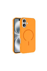 iPhone 16 Kılıf M-safe Şarj Özellikli Zore Meta Kapak - Rose Pembe Siyah