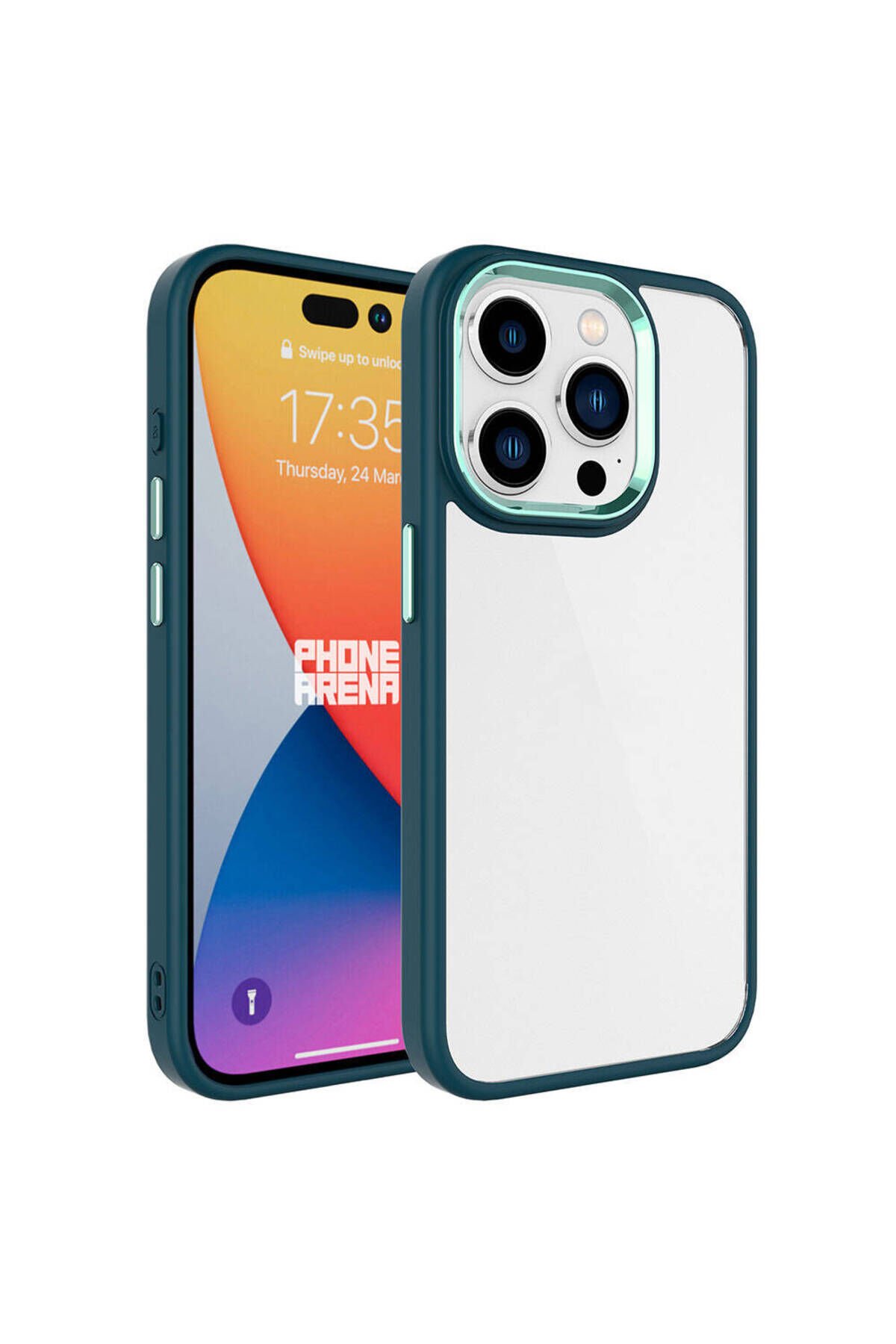 iPhone 15 Pro Uyumlu BSAY Krom Kılıf-Koyu Yeşil Koyu Yeşil
